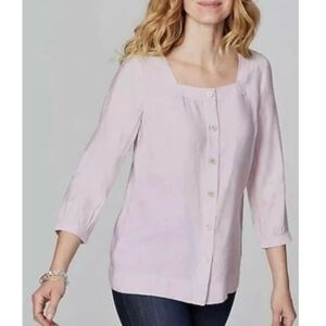 J. Jill Lavender Squareneck Modal Button Front Top Size S